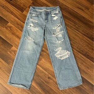 American Eagle Outfitters Distressed Wide Leg Jeans